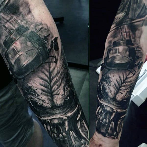 Forearm Sleeves Alien Vs Predator Themed Mens Tattoos
