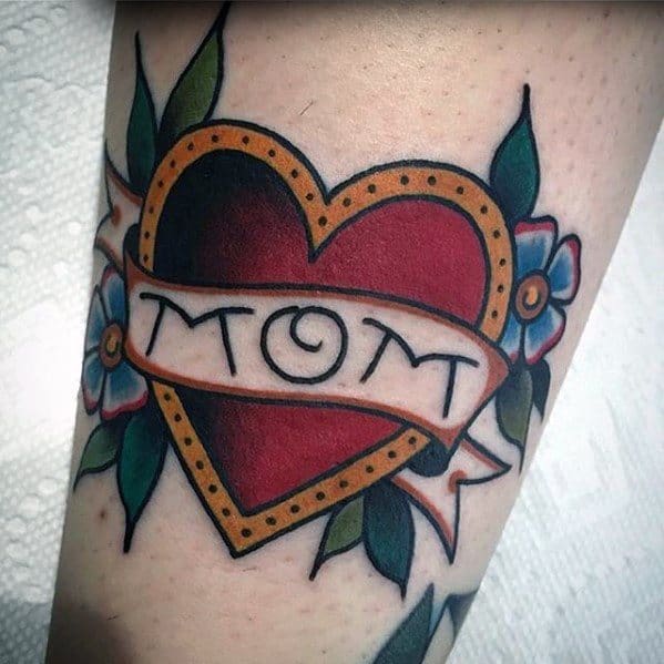Forearm Small Heart Traditional Mom Tattoos For Gentlemen