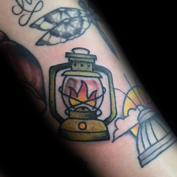 Forearm Small Simple Male Lantern Tattoo Ideas