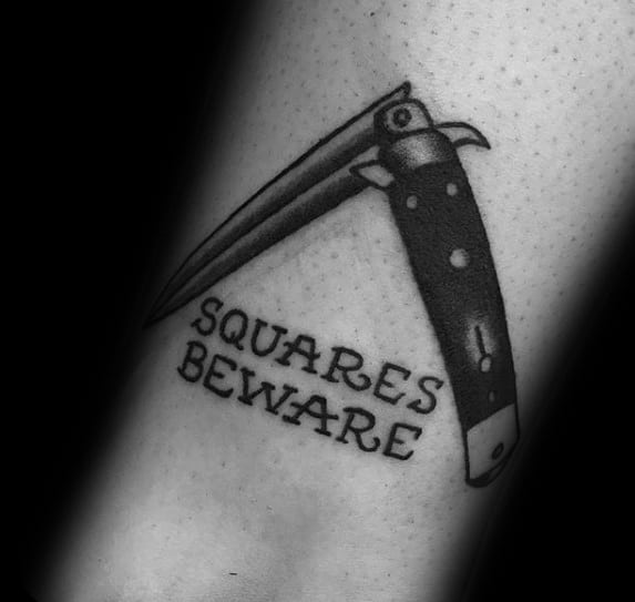 Forearm Squares Beware Switchblade Guys Tattoo Designs