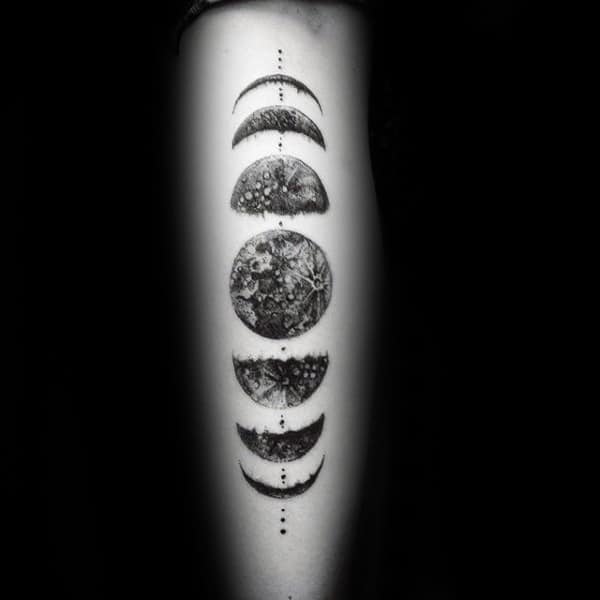 Forearm Tatto Of Moon Phases Mens Detailed Tattoo Ideas