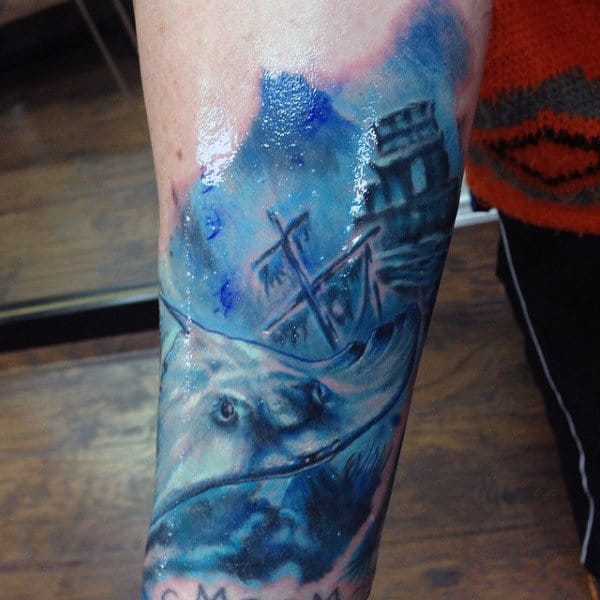 Forearm Tattoo Of Water For Guys