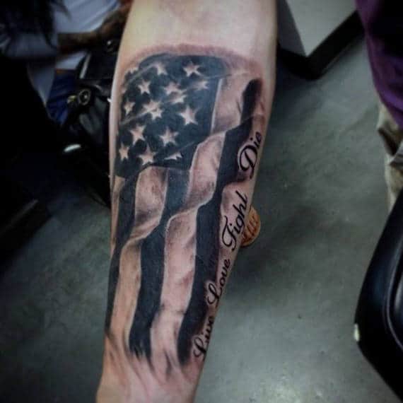 Forearm Tattoos American Flag For Men