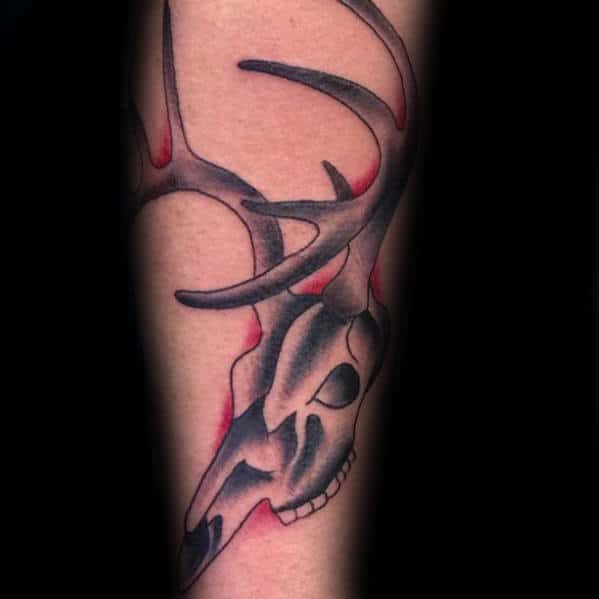 Forearm Traditional Deer Skull Tattoos For Men