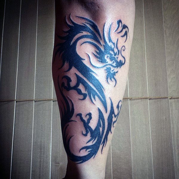 Forearm Tribal Dragons Tattoos On Guys