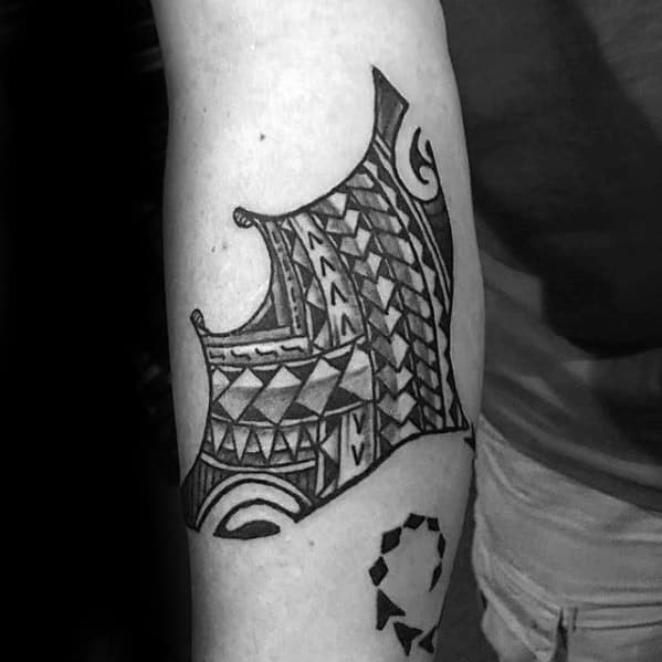 Forearm Tribal Incredible Manta Ray Tattoos For Men