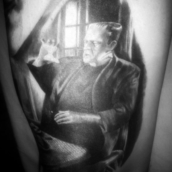 Frankenstein With Hand Raised Mens Arm Tattoos