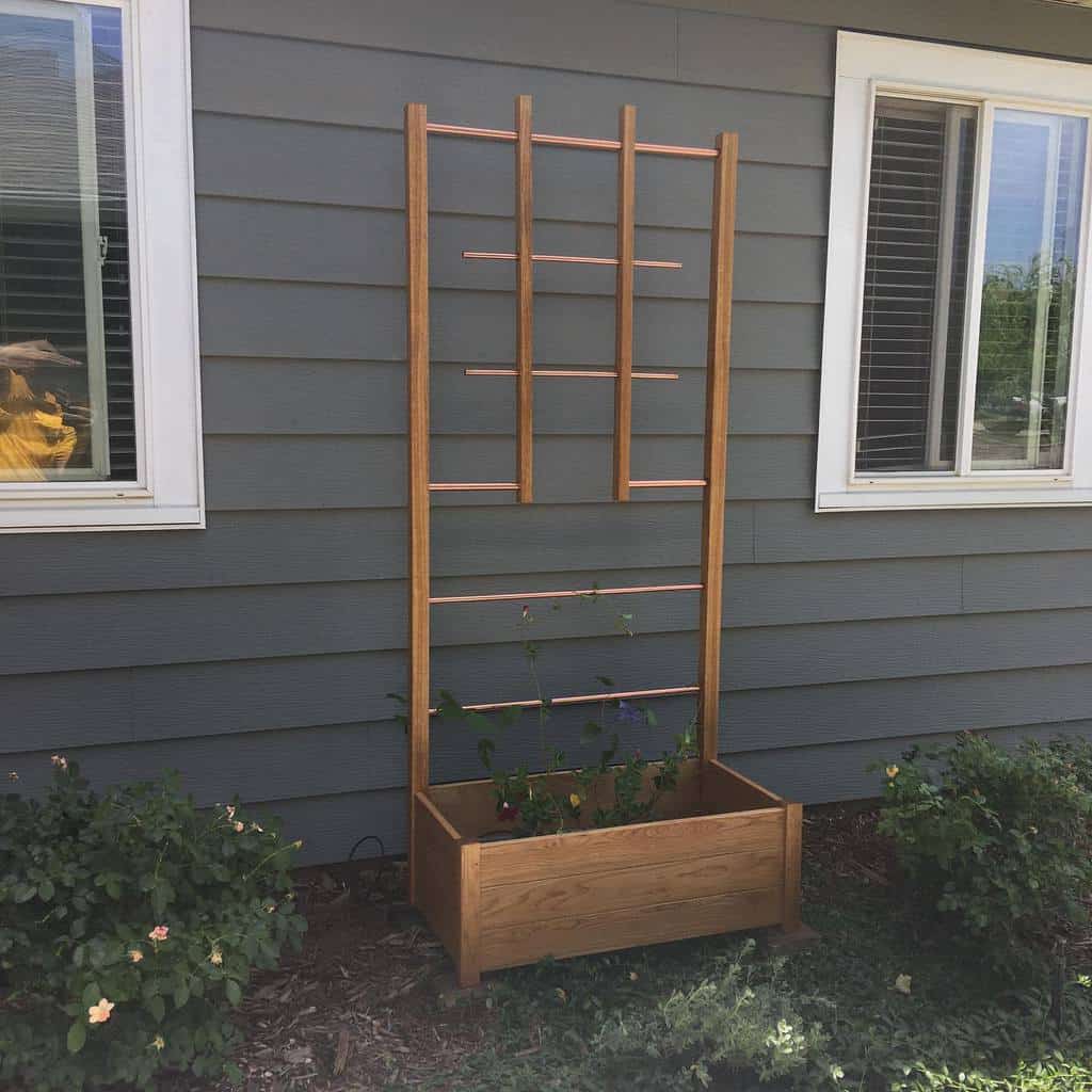 unique freestanding garden trellis gray shiplap wall