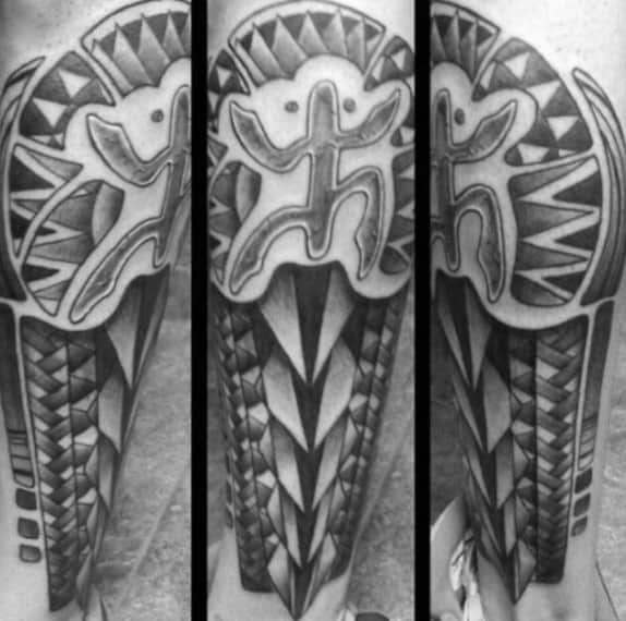 Frog Tribal Taino Mens Leg Tattoo Designs