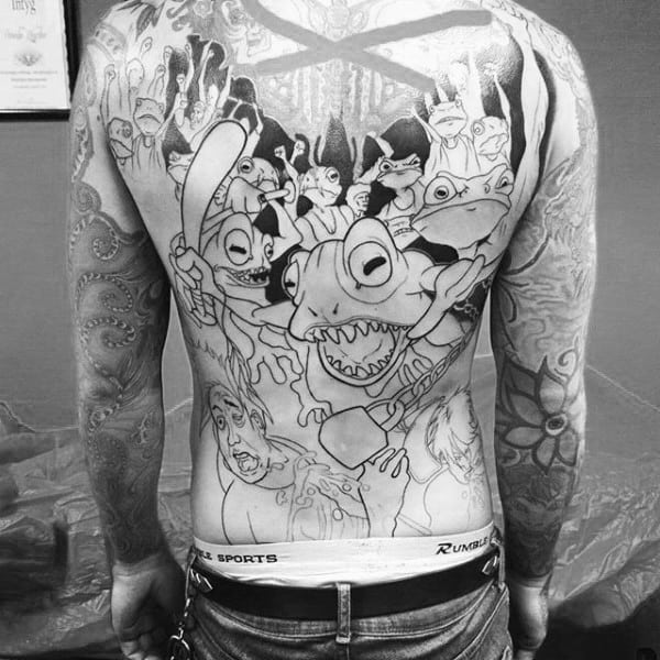 Frogs Mens Full Back Tattoo