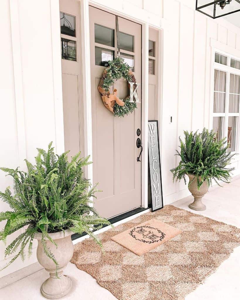 neutral color front door rustic home