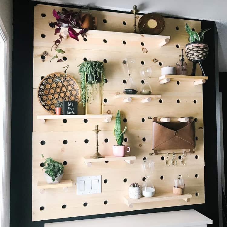 wood pegboard home decor
