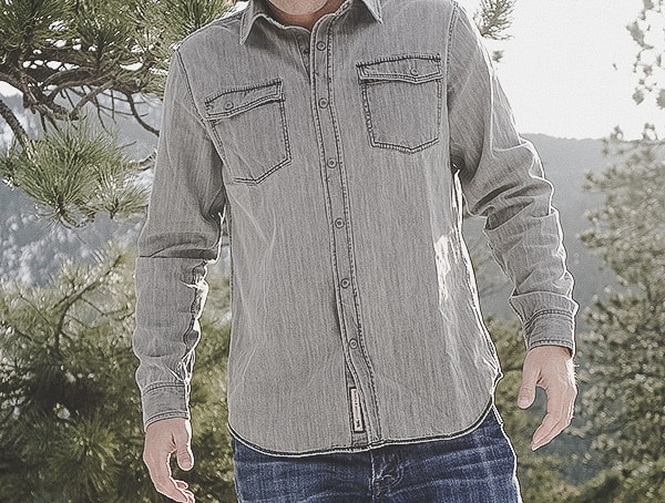 Front Guys Dakota Grizzly Gray Ryder Vintage Wash Rope Dyed Denim Shirt