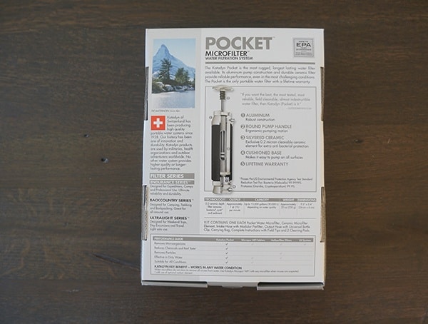Front Of Box Katadyn Pocket Water Filter