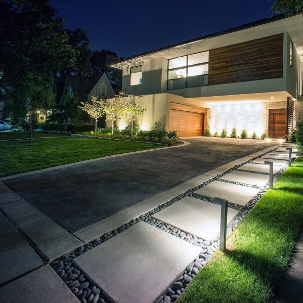 Front Yard Driveway Contemporary Designs For Stepping Stone