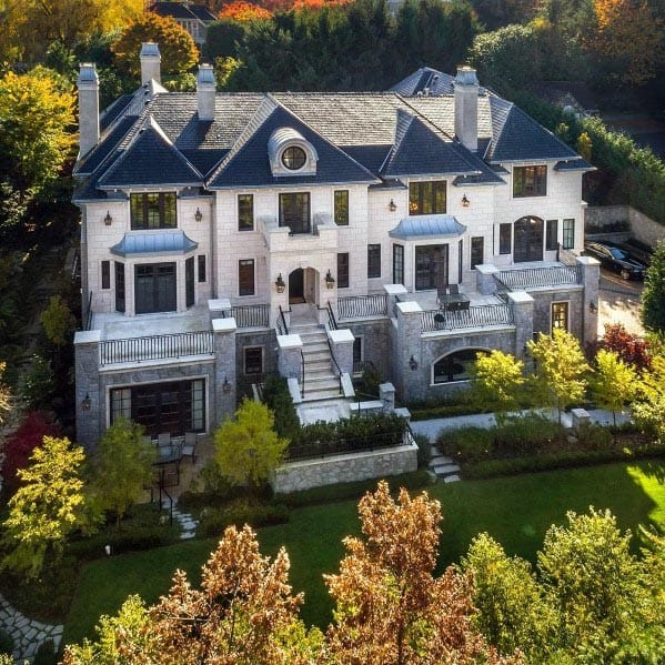 tree-lined front yard walk path