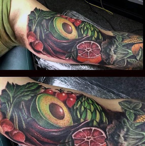 Fruits And Vegtables Mens Sleeve Amazing Tattoo Ideas