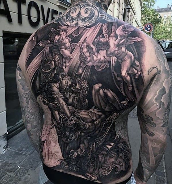 Full 3d Angels Awesome Back Tattoo Ideas For Males