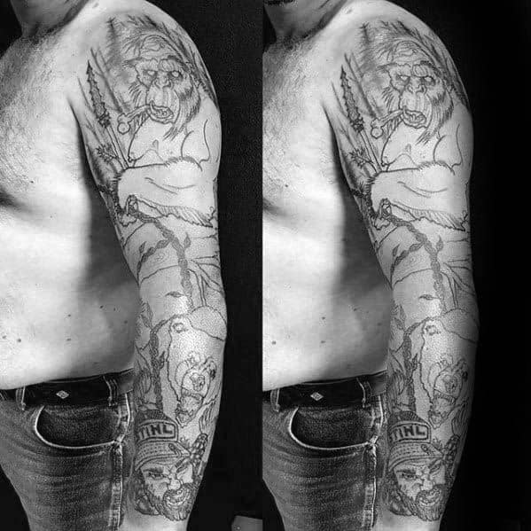 Full Arm Bigfoot Tattoo Design On Man