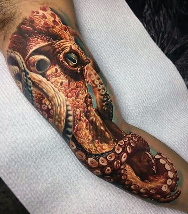 Full Arm Octopus Male Greatest Tattoos