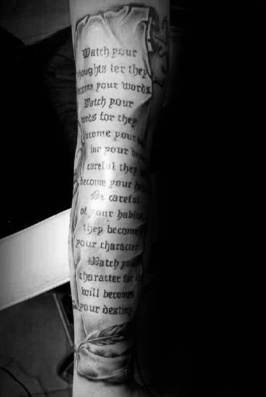 Full Arm Scroll Sleeve Male Tattoo Ideas