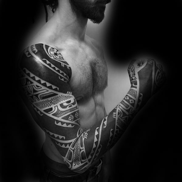 Full Arm Sleeve Awesome Badass Tribal Tattoos For Men