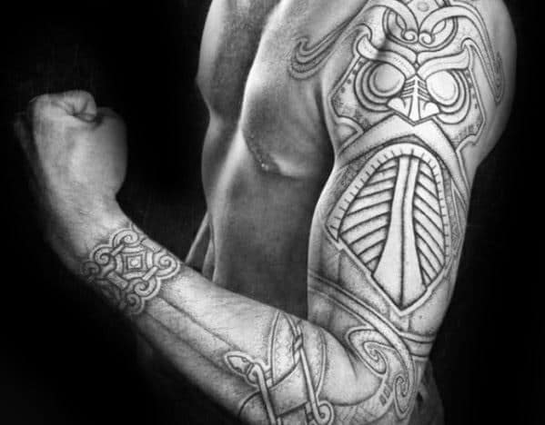 Full Arm Sleeve Celtic Mens Tribal Owl Tattoo