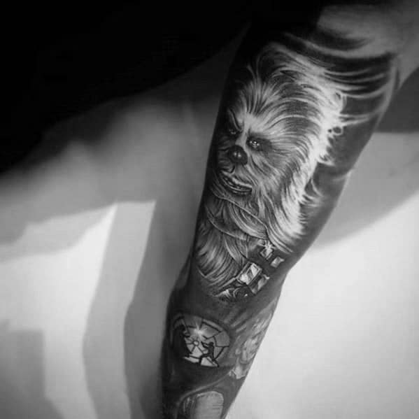 Full Arm Sleeve Chewbacca Star Wars Tattoos For Males