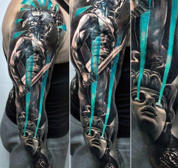 Full Arm Sleeve Perseus Guys Tattoos
