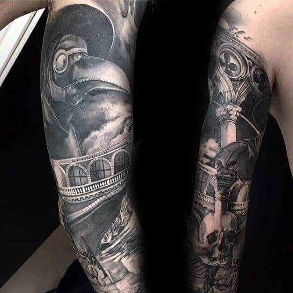 Full Arm Sleeve Realistic Sweet Male 3d Tattoo Design Inspiraton