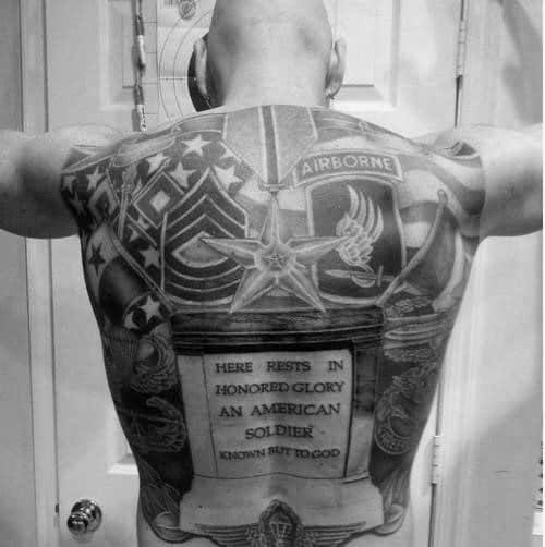 Full Back Airborne Themed Tattoos For Guys