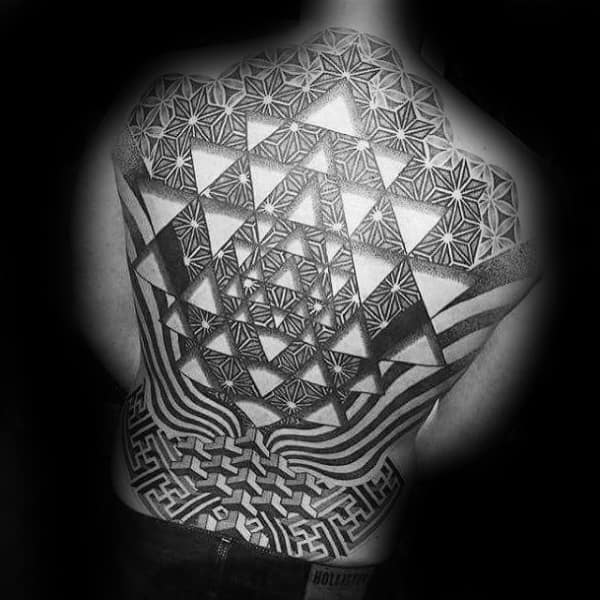 Full Back Amazing Flower Of Life Male Tattoo Designs