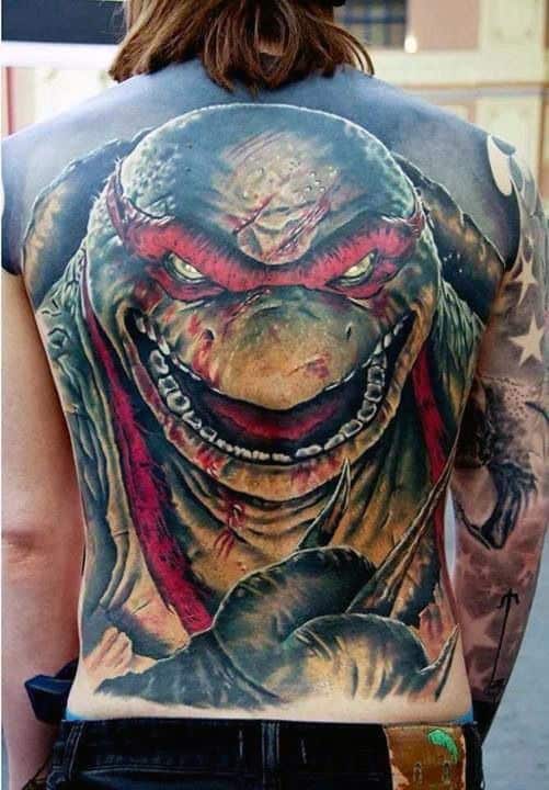 Full Back Amazing Teenage Mutant Ninja Turtle Male Tattoo Designs