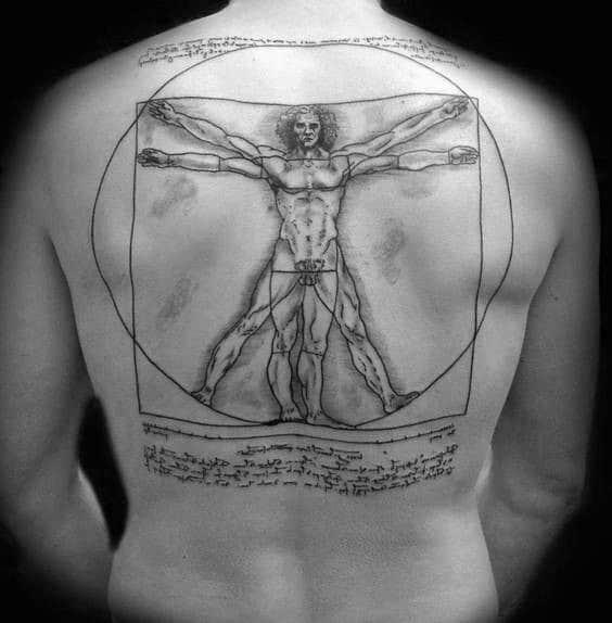 Full Back Cool Vitruvian Man Guys Tattoo Ideas