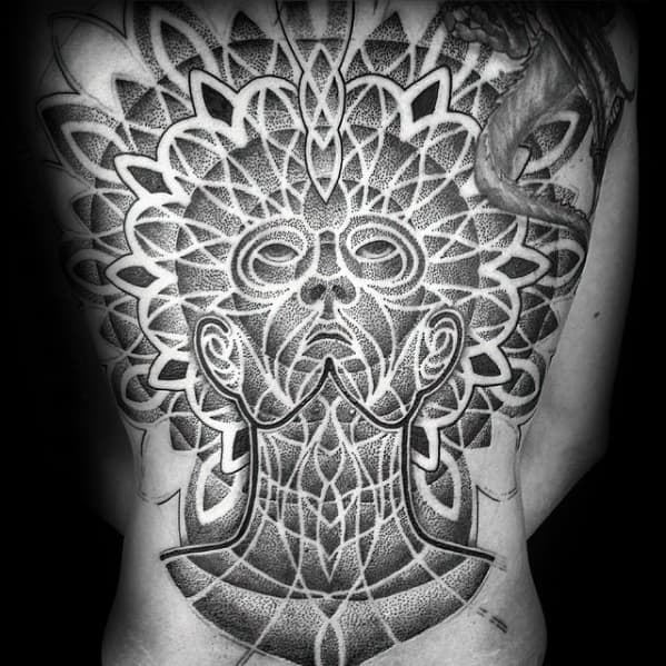 Full Back Dotwork Awesome Ink Consciousness Tattoos For Men