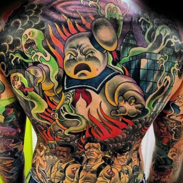Full Back Guys Ghostbusters Themed Tattoo