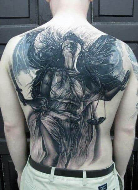 Full Back Guys Lady Justice Tattoo Ideas