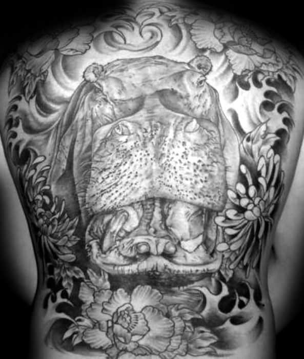 Full Back Hippo Tattoos For Gentlemen
