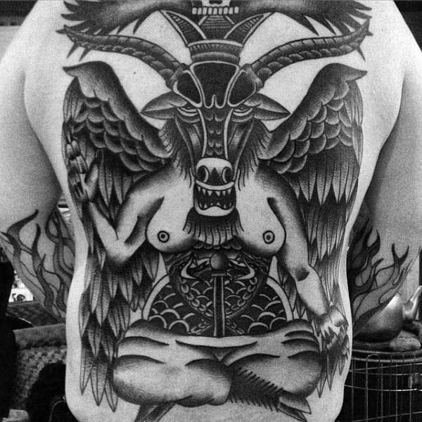 Full Back Male Baphomet Tattoo Ideas