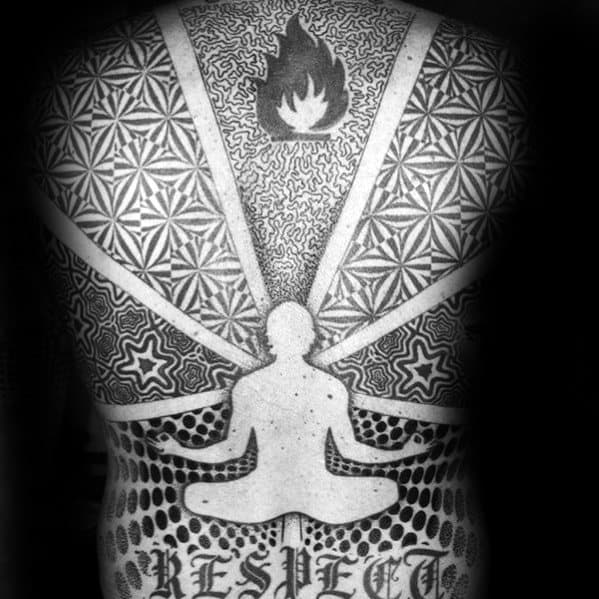 Full Back Negative Space Pattern Geometric Consciousness Tattoo Ideas On Guys