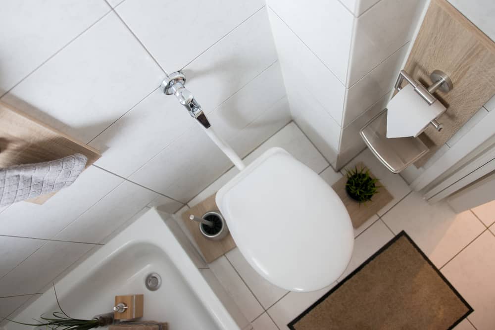 toilet and bathtub in modern bathroom