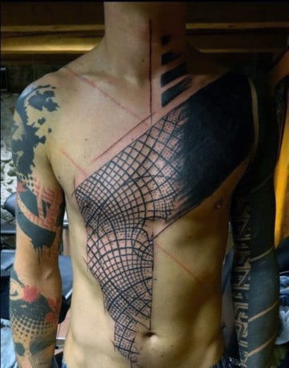 Full Body Minimal Line Tattoo Designs For Males