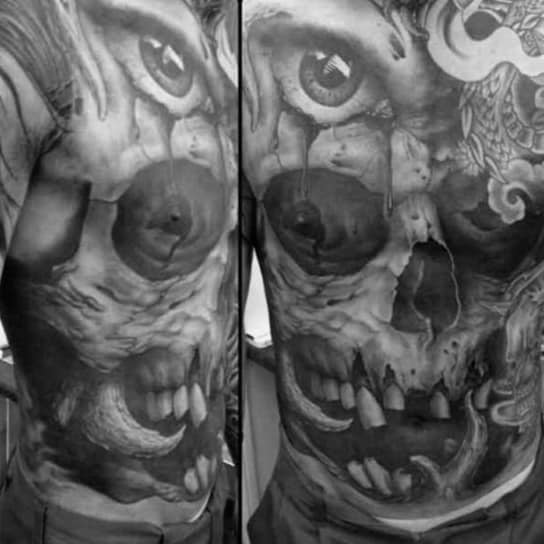 Full Chest Manly Guys Skull Tattoo Inspiration