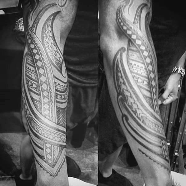 Full Forearm Mens Tribal Polynesian Tattoos