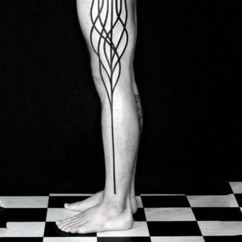 Full Leg Mens Fine Line Tattoos