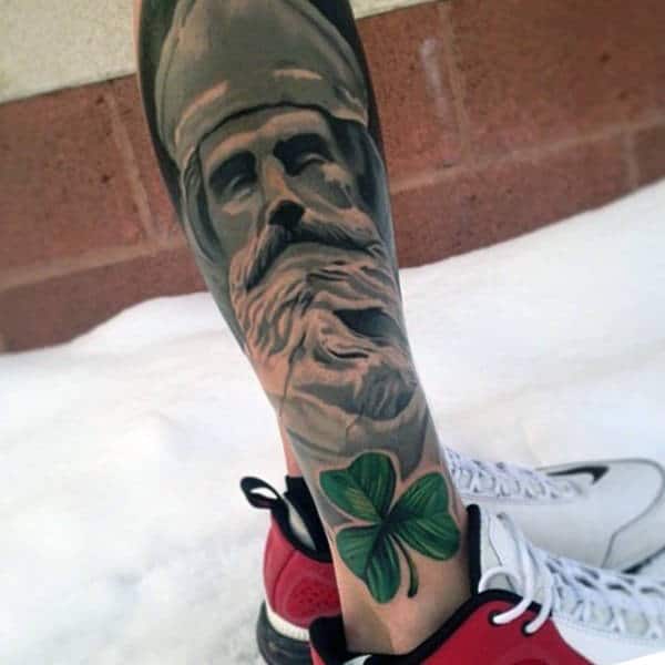 Full Leg Sleeve Shamrock Mens Tattoos