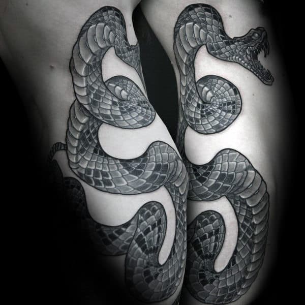 Full Rib Cage Side Mens Rattlesnake Tattoos