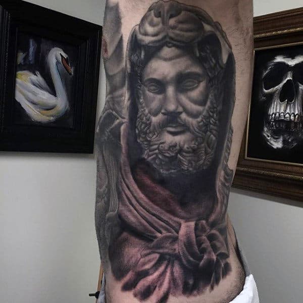 Full Rib Cage Side Of Body Hercules Mens Tattoo Ideas
