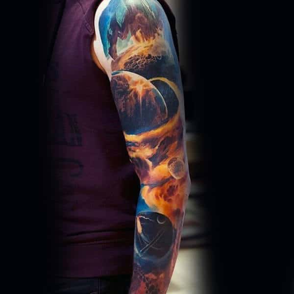 Full Sleeve Awesome Tattoo Of Sky Universe For Guys