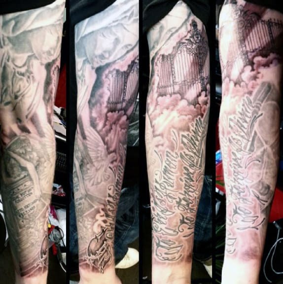 Full Sleeve Christian Tattoos Designs On Men